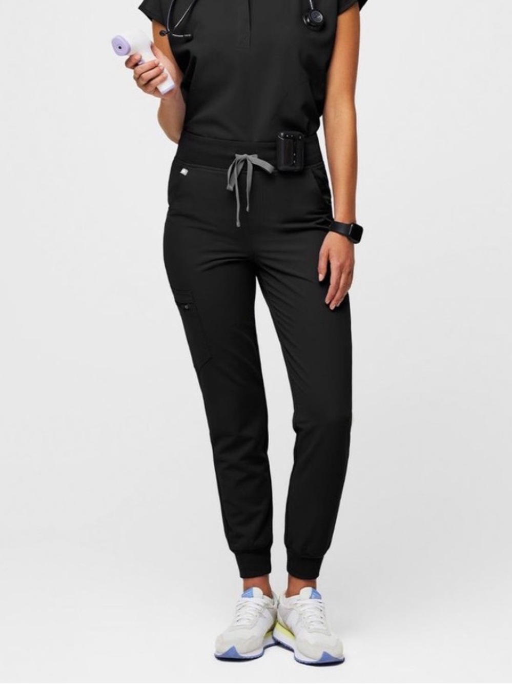 Figs Women's Black Track Jogger Scrub Pants